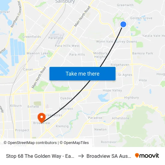 Stop 68 The Golden Way - East side to Broadview SA Australia map
