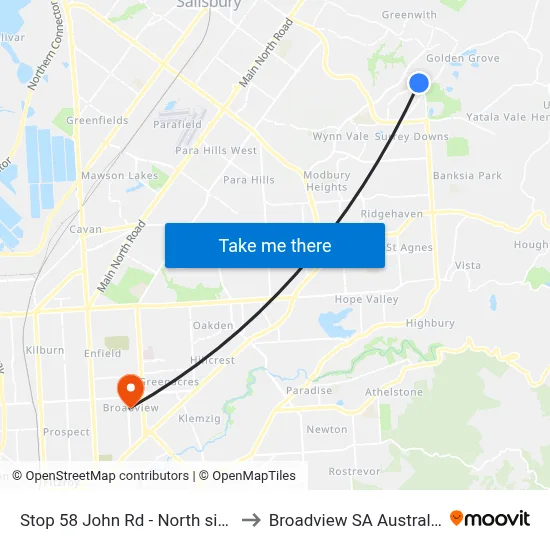 Stop 58 John Rd - North side to Broadview SA Australia map
