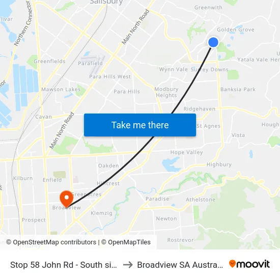 Stop 58 John Rd - South side to Broadview SA Australia map