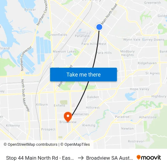 Stop 44 Main North Rd - East side to Broadview SA Australia map