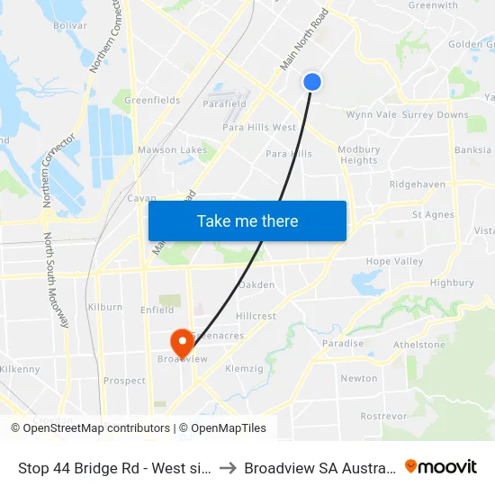 Stop 44 Bridge Rd - West side to Broadview SA Australia map