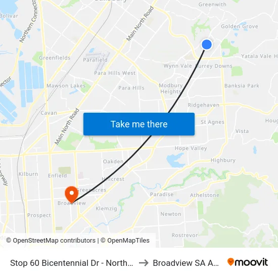 Stop 60 Bicentennial Dr - North West side to Broadview SA Australia map