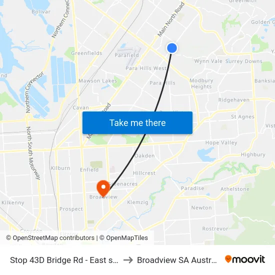 Stop 43D Bridge Rd - East side to Broadview SA Australia map