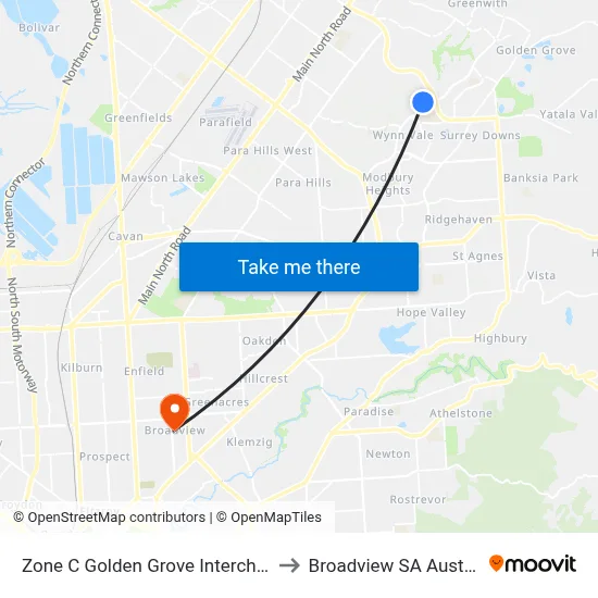 Zone C Golden Grove Interchange to Broadview SA Australia map