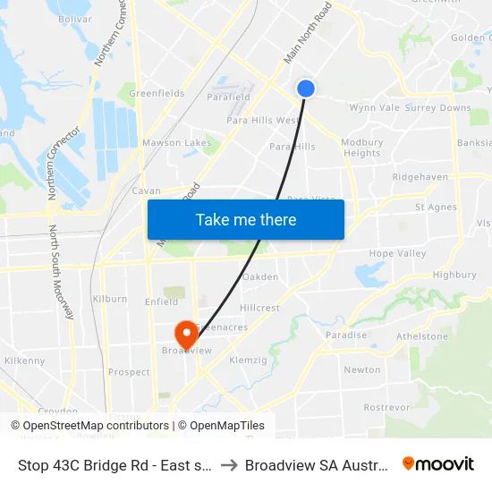 Stop 43C Bridge Rd - East side to Broadview SA Australia map