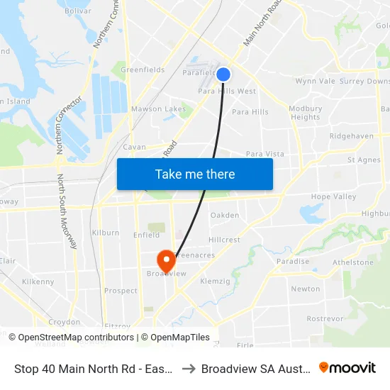 Stop 40 Main North Rd - East side to Broadview SA Australia map