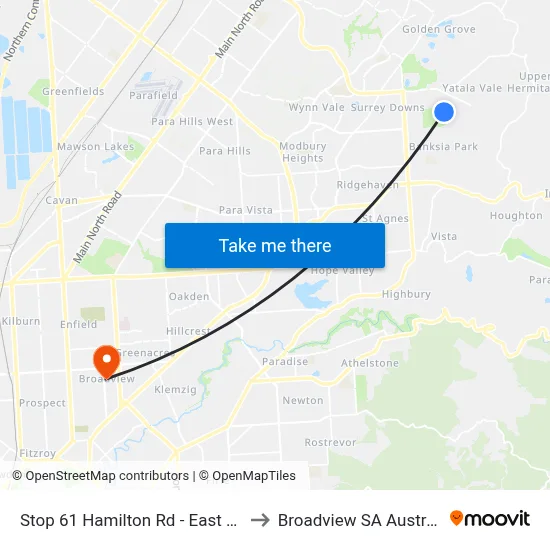 Stop 61 Hamilton Rd - East side to Broadview SA Australia map