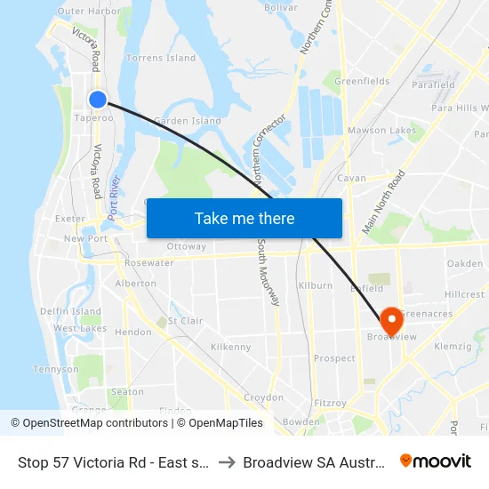 Stop 57 Victoria Rd - East side to Broadview SA Australia map