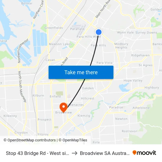 Stop 43 Bridge Rd - West side to Broadview SA Australia map