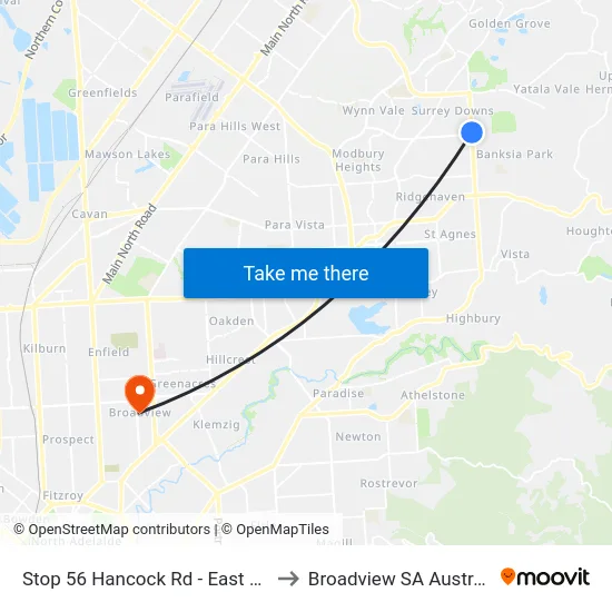 Stop 56 Hancock Rd - East side to Broadview SA Australia map