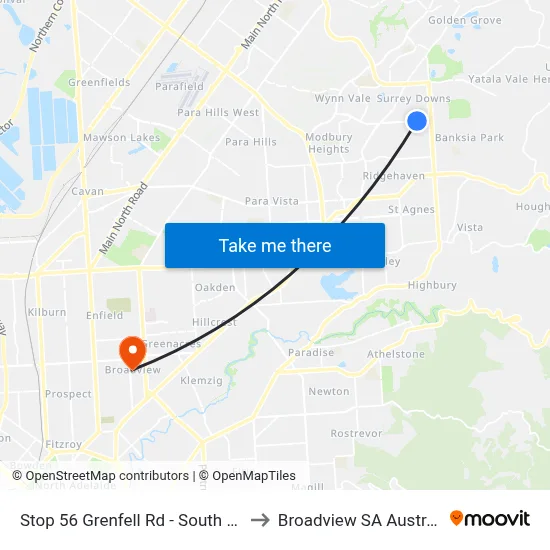 Stop 56 Grenfell Rd - South side to Broadview SA Australia map
