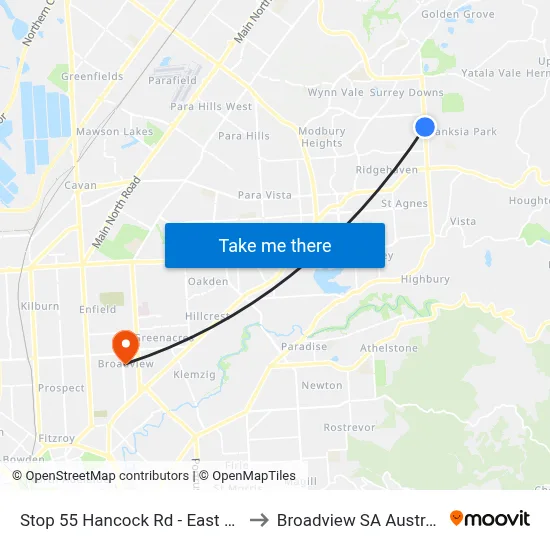 Stop 55 Hancock Rd - East side to Broadview SA Australia map