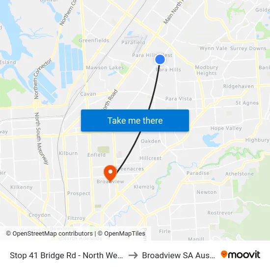 Stop 41 Bridge Rd - North West side to Broadview SA Australia map