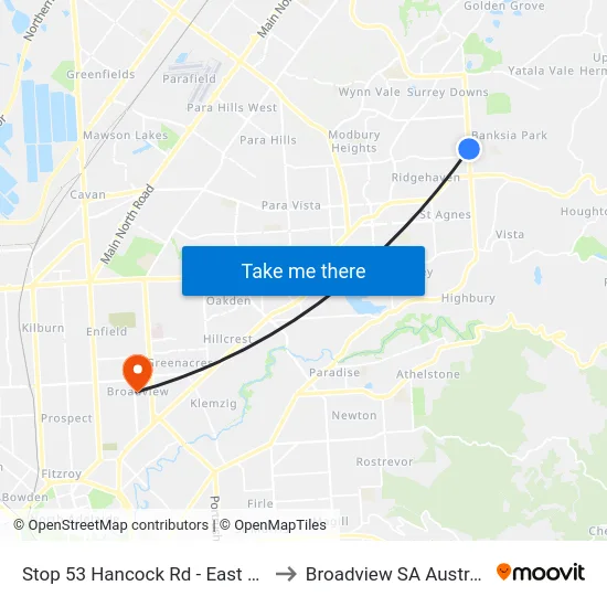Stop 53 Hancock Rd - East side to Broadview SA Australia map