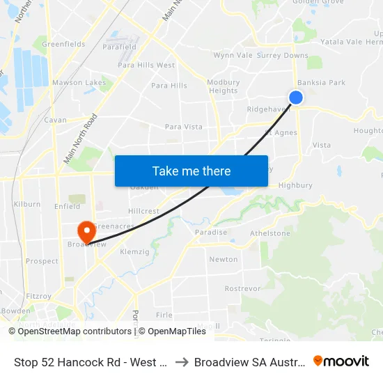 Stop 52 Hancock Rd - West side to Broadview SA Australia map