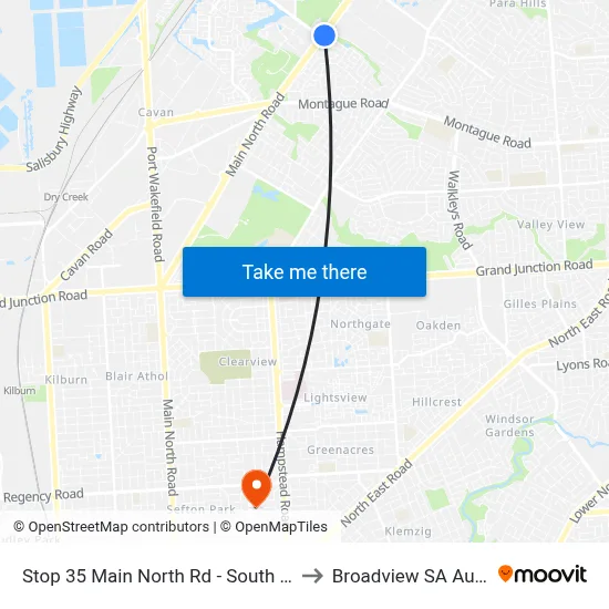 Stop 35 Main North Rd - South East side to Broadview SA Australia map