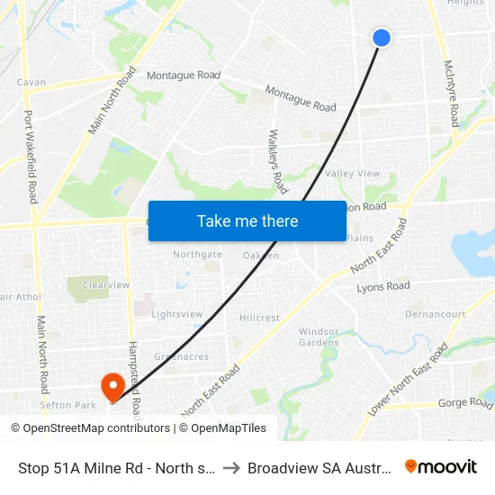 Stop 51A Milne Rd - North side to Broadview SA Australia map