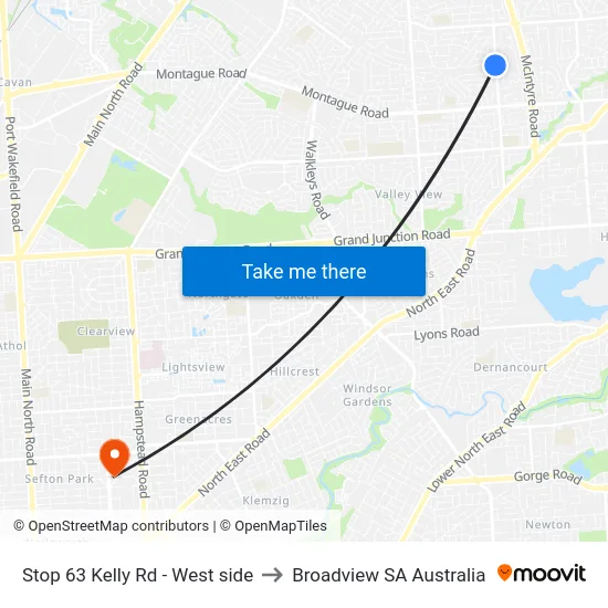 Stop 63 Kelly Rd - West side to Broadview SA Australia map