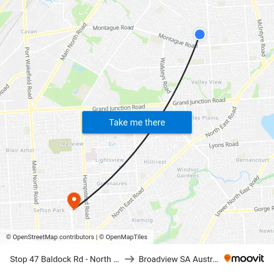 Stop 47 Baldock Rd - North side to Broadview SA Australia map