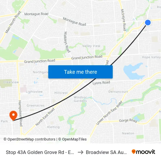 Stop 43A Golden Grove Rd - East side to Broadview SA Australia map