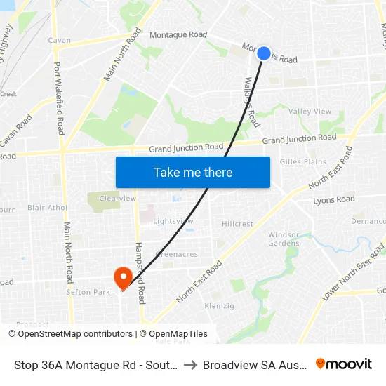 Stop 36A Montague Rd - South side to Broadview SA Australia map