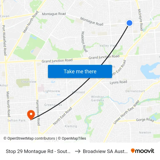 Stop 29 Montague Rd - South side to Broadview SA Australia map