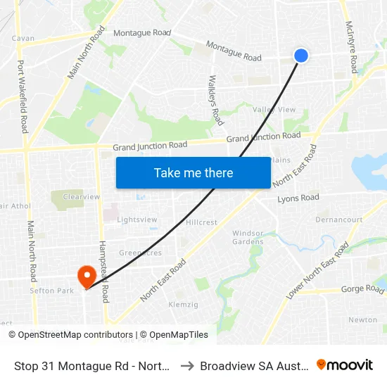 Stop 31 Montague Rd - North side to Broadview SA Australia map