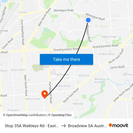 Stop 35A Walkleys Rd - East side to Broadview SA Australia map