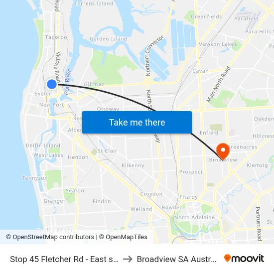 Stop 45 Fletcher Rd - East side to Broadview SA Australia map