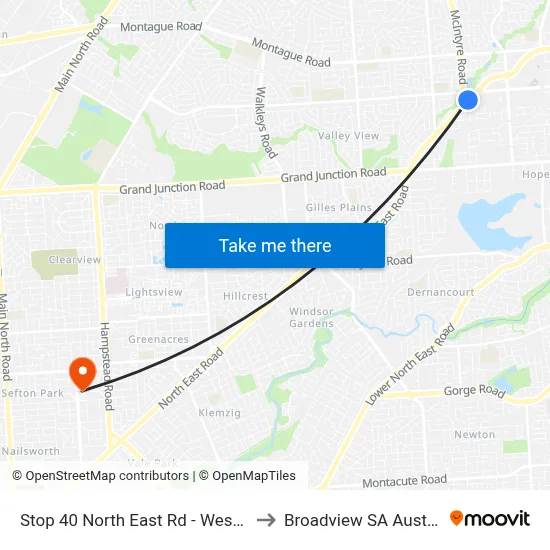 Stop 40 North East Rd - West side to Broadview SA Australia map