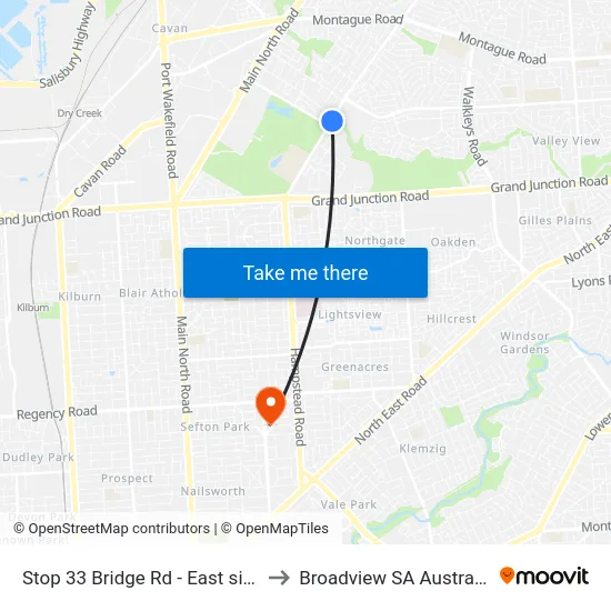 Stop 33 Bridge Rd - East side to Broadview SA Australia map
