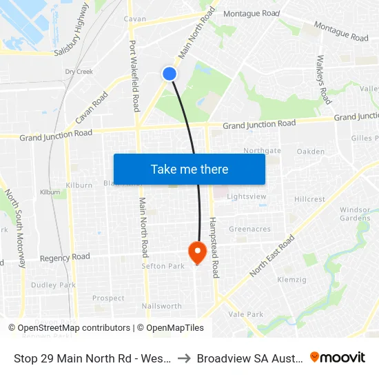 Stop 29 Main North Rd - West side to Broadview SA Australia map
