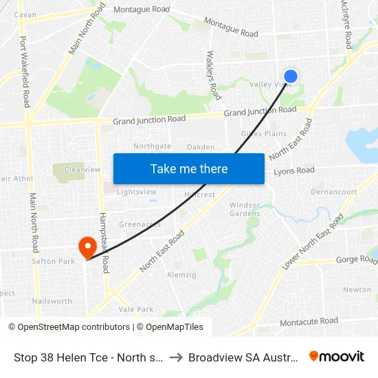 Stop 38 Helen Tce - North side to Broadview SA Australia map