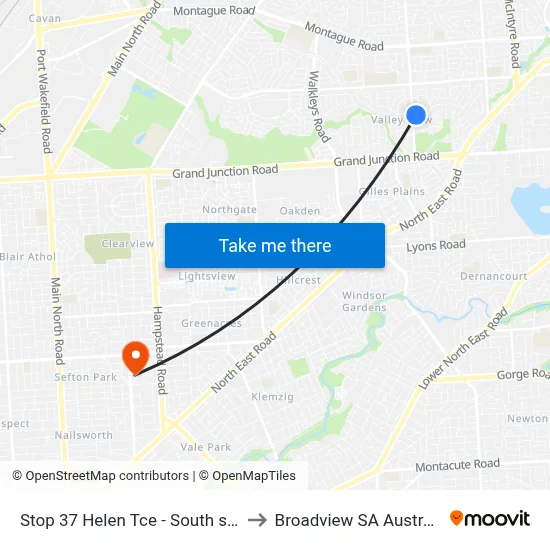 Stop 37 Helen Tce - South side to Broadview SA Australia map