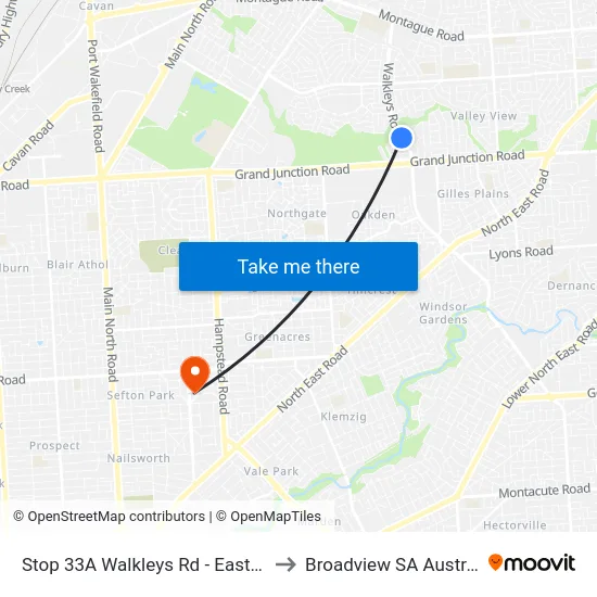 Stop 33A Walkleys Rd - East side to Broadview SA Australia map