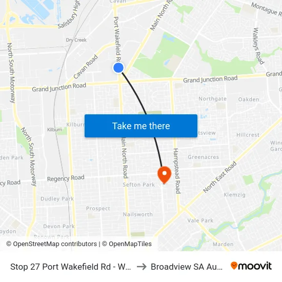 Stop 27 Port Wakefield Rd - West side to Broadview SA Australia map