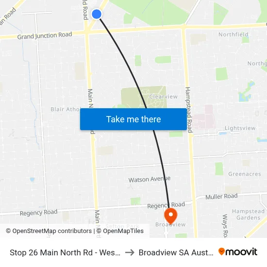 Stop 26 Main North Rd - West side to Broadview SA Australia map