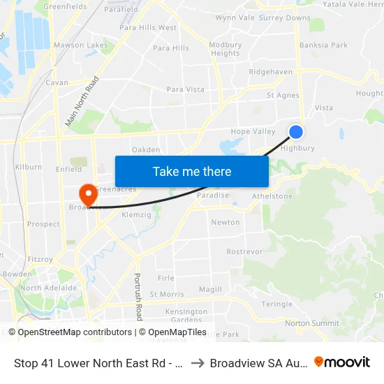 Stop 41 Lower North East Rd - West side to Broadview SA Australia map