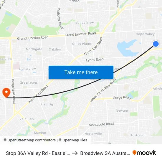 Stop 36A Valley Rd - East side to Broadview SA Australia map