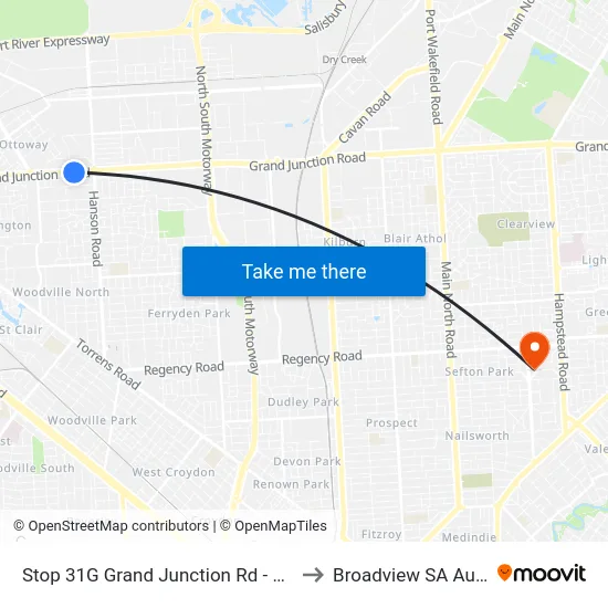 Stop 31G Grand Junction Rd - South side to Broadview SA Australia map
