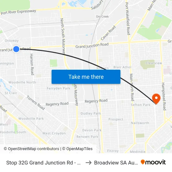 Stop 32G Grand Junction Rd - South side to Broadview SA Australia map