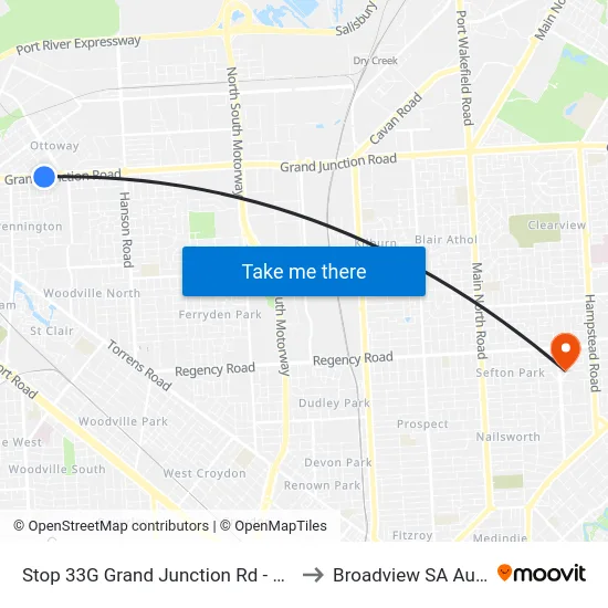 Stop 33G Grand Junction Rd - South side to Broadview SA Australia map