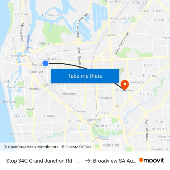 Stop 34G Grand Junction Rd - South side to Broadview SA Australia map
