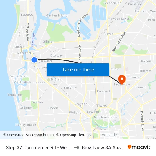 Stop 37 Commercial Rd - West side to Broadview SA Australia map