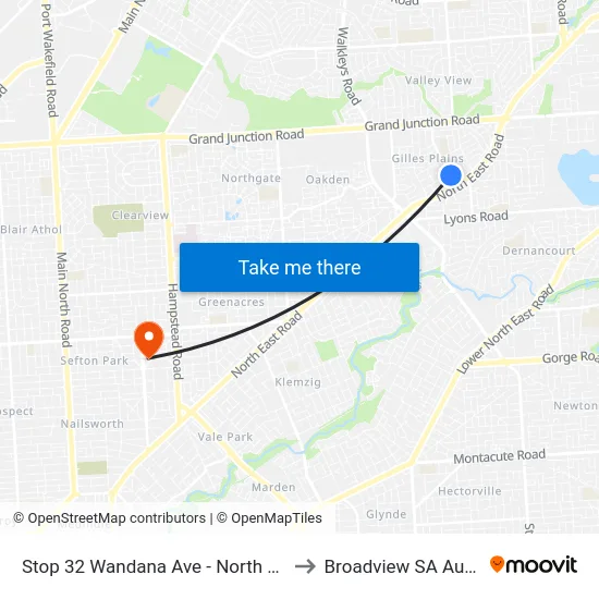 Stop 32 Wandana Ave - North East side to Broadview SA Australia map
