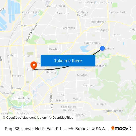 Stop 38L Lower North East Rd - North side to Broadview SA Australia map