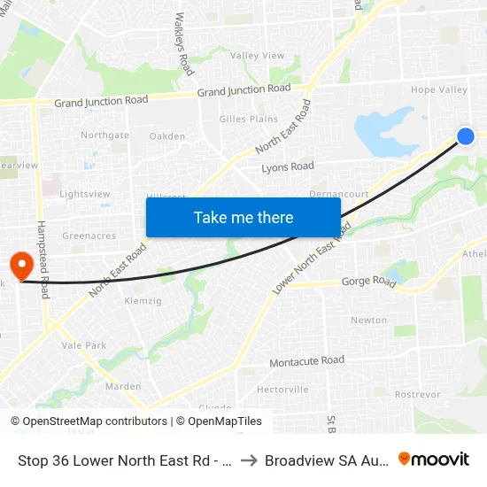 Stop 36 Lower North East Rd - East side to Broadview SA Australia map