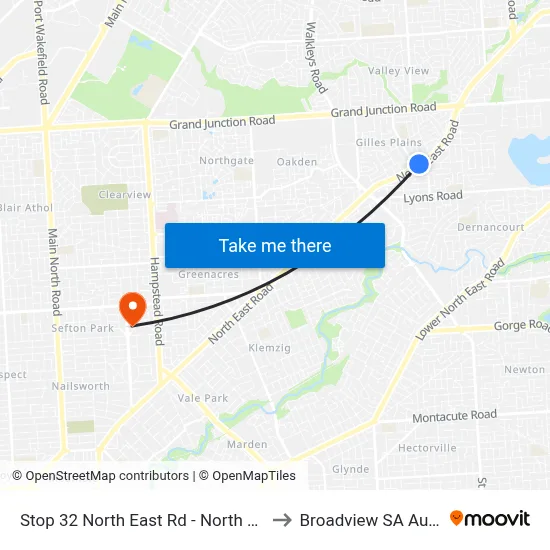 Stop 32 North East Rd - North West side to Broadview SA Australia map