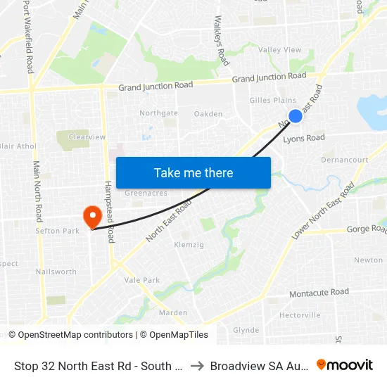 Stop 32 North East Rd - South East side to Broadview SA Australia map