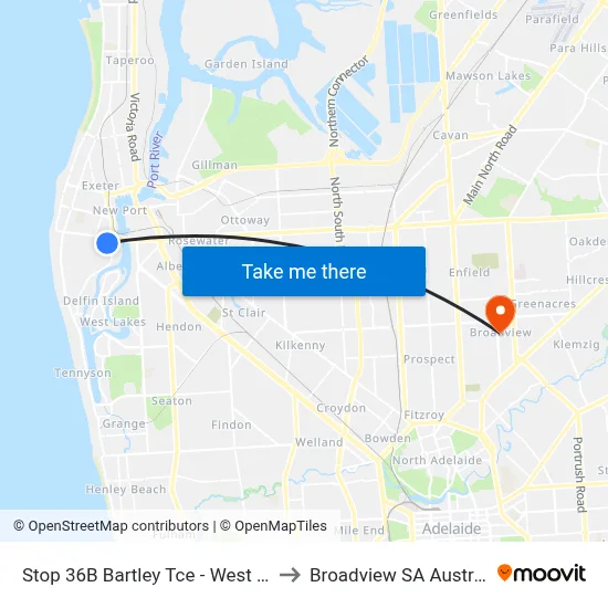 Stop 36B Bartley Tce - West side to Broadview SA Australia map